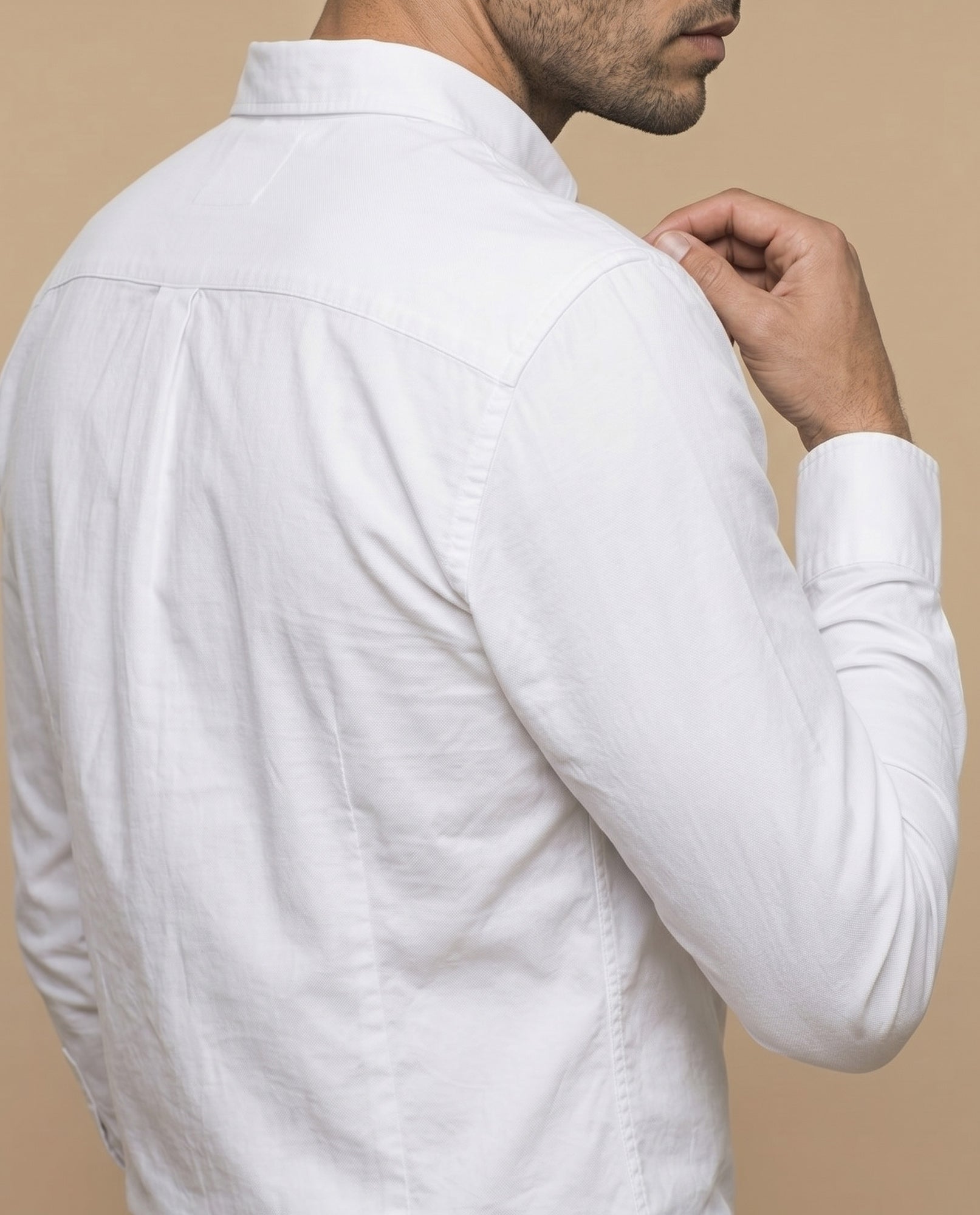 Camisa slim fit manga larga con bordado de laurel para hombre - Blanco 34_315G304_BLA110601_6