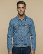 Chaqueta de denim con bolsillos frontales - Azul