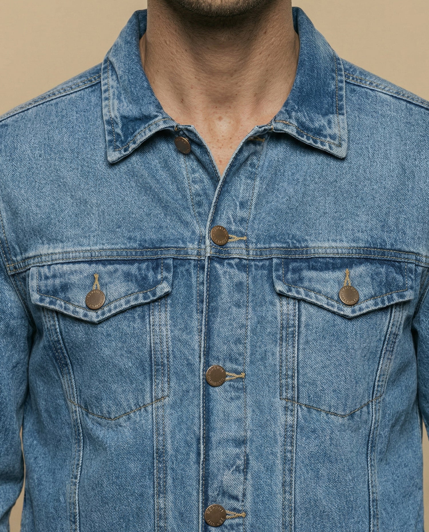 Chaqueta de denim con bolsillos frontales - Azul
