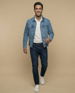 Chaqueta de denim con bolsillos frontales - Azul