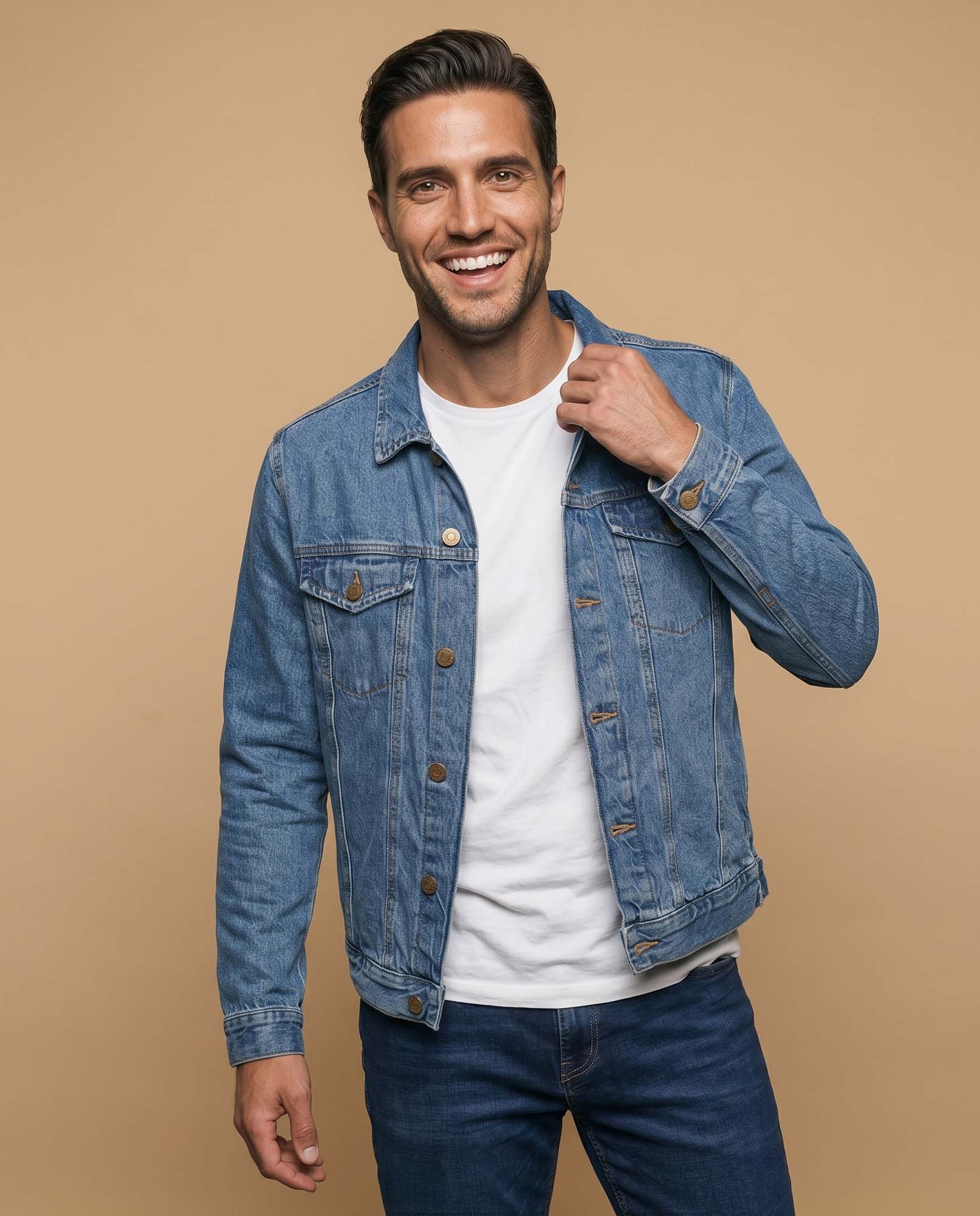 Chaqueta de denim con bolsillos frontales - Azul 34_321E301_AZUA03694_0