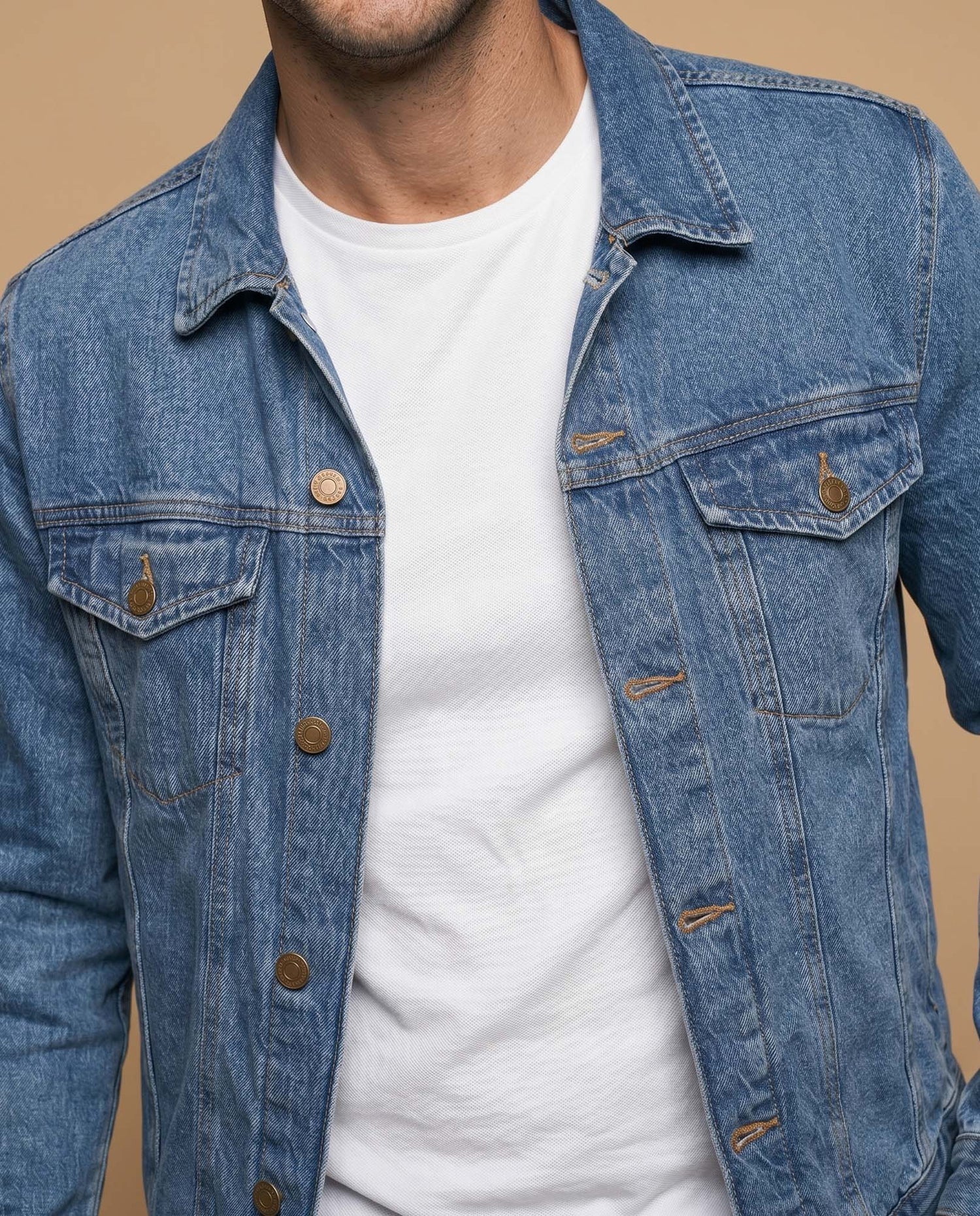 Chaqueta de denim con bolsillos frontales - Azul