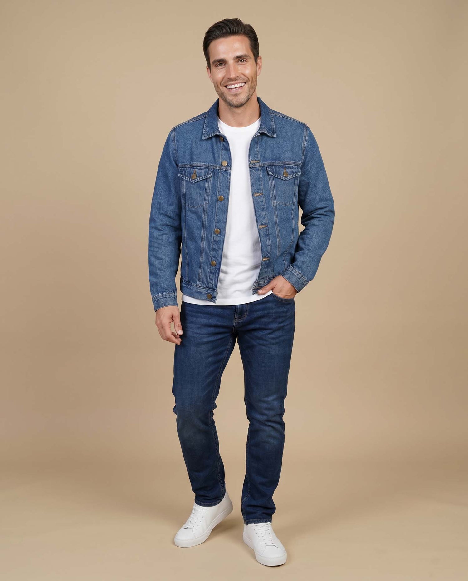 Chaqueta de denim con bolsillos frontales - Azul