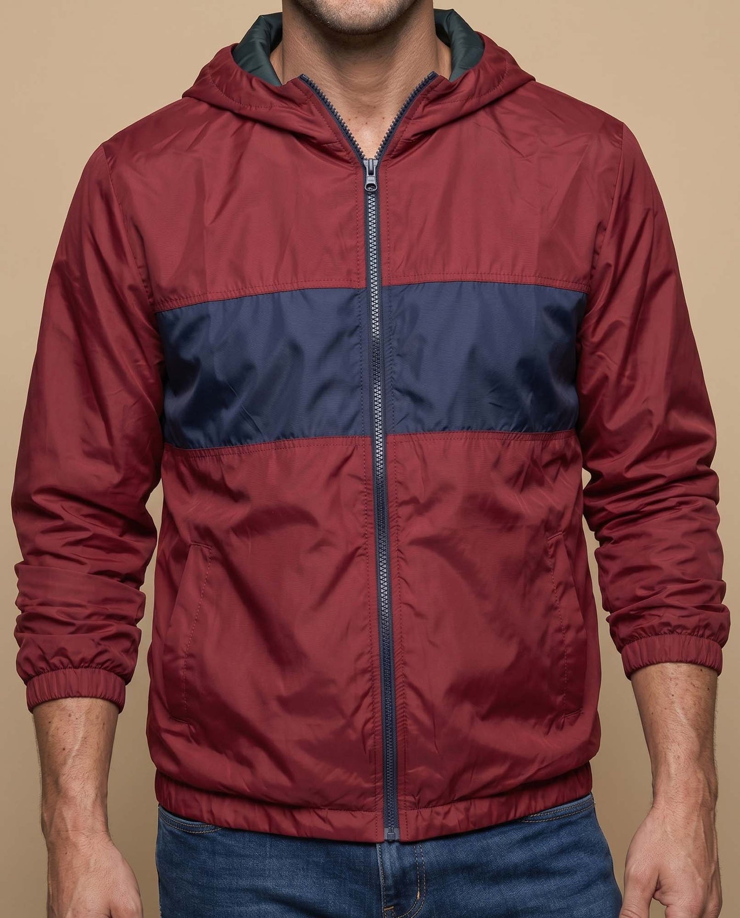 Chaqueta regular cierre zipper hombre - Rojo