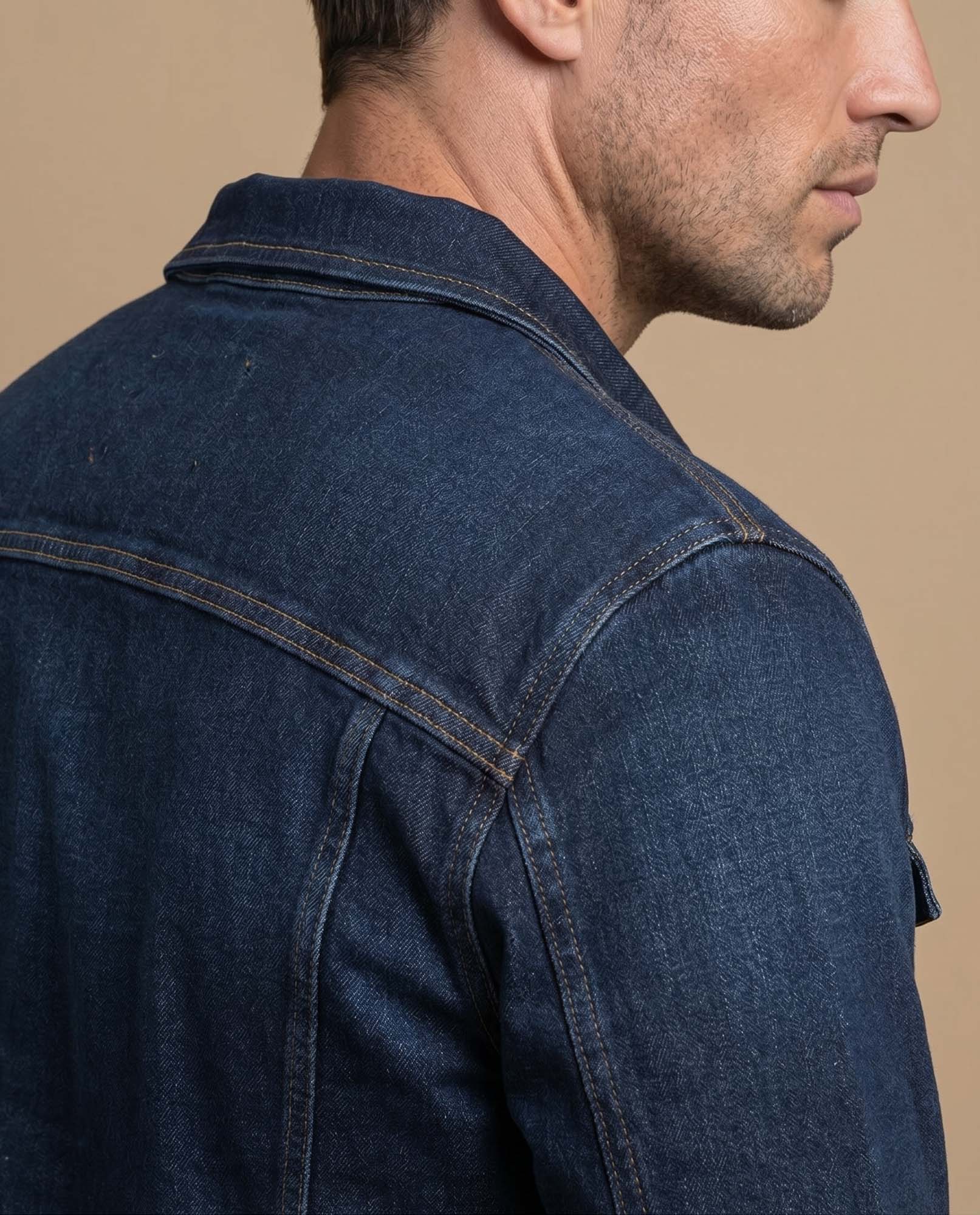 Chaqueta vaquera tipo trucker con bolsillos de parche para hombre - Azul 34_325E304_AZUA03694_6