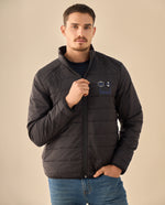 Chaqueta Puffer con Parches Bordados - Negro