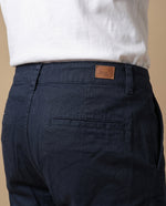 Pantalón recto algodón stretch - Azul