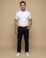 Pantalón recto algodón stretch - Negro