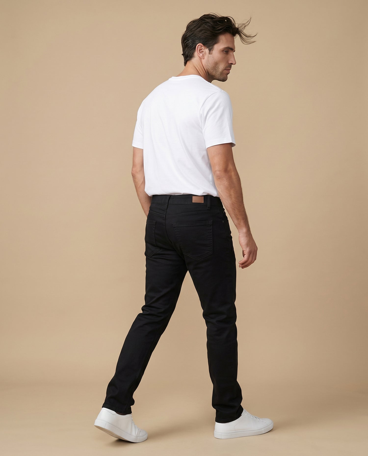 Pantalón slim algodón stretch - Negro
