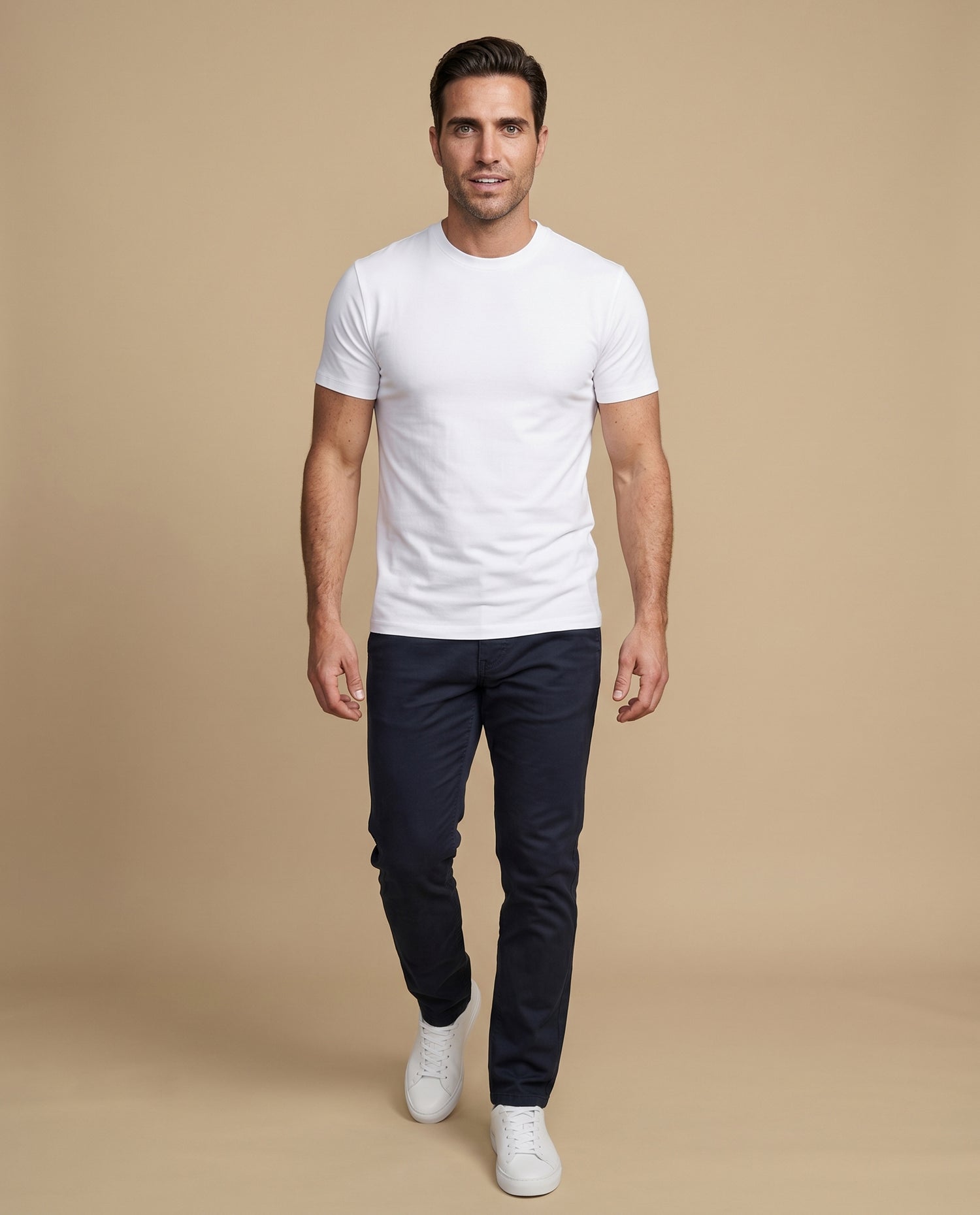 Pantalón slim algodón stretch - Azul