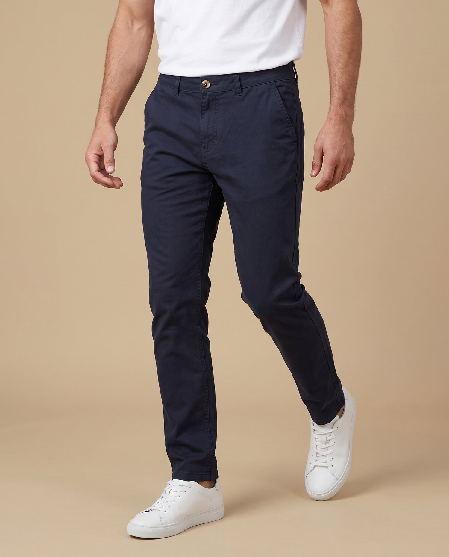 Pantalón slim algodón stretch - Azul