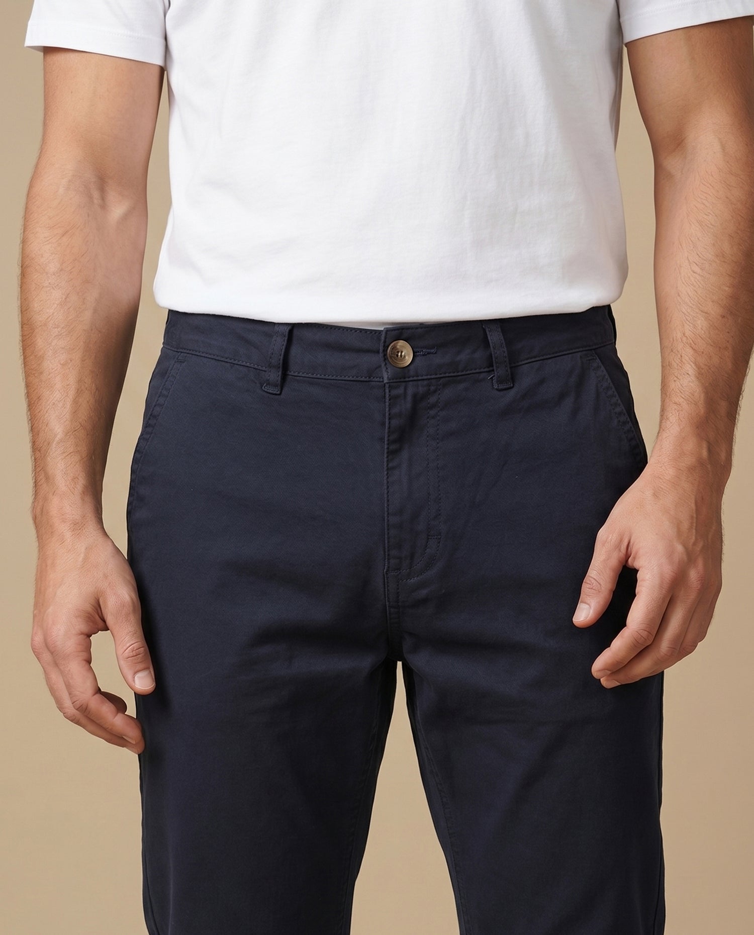 Pantalón slim algodón stretch - Azul