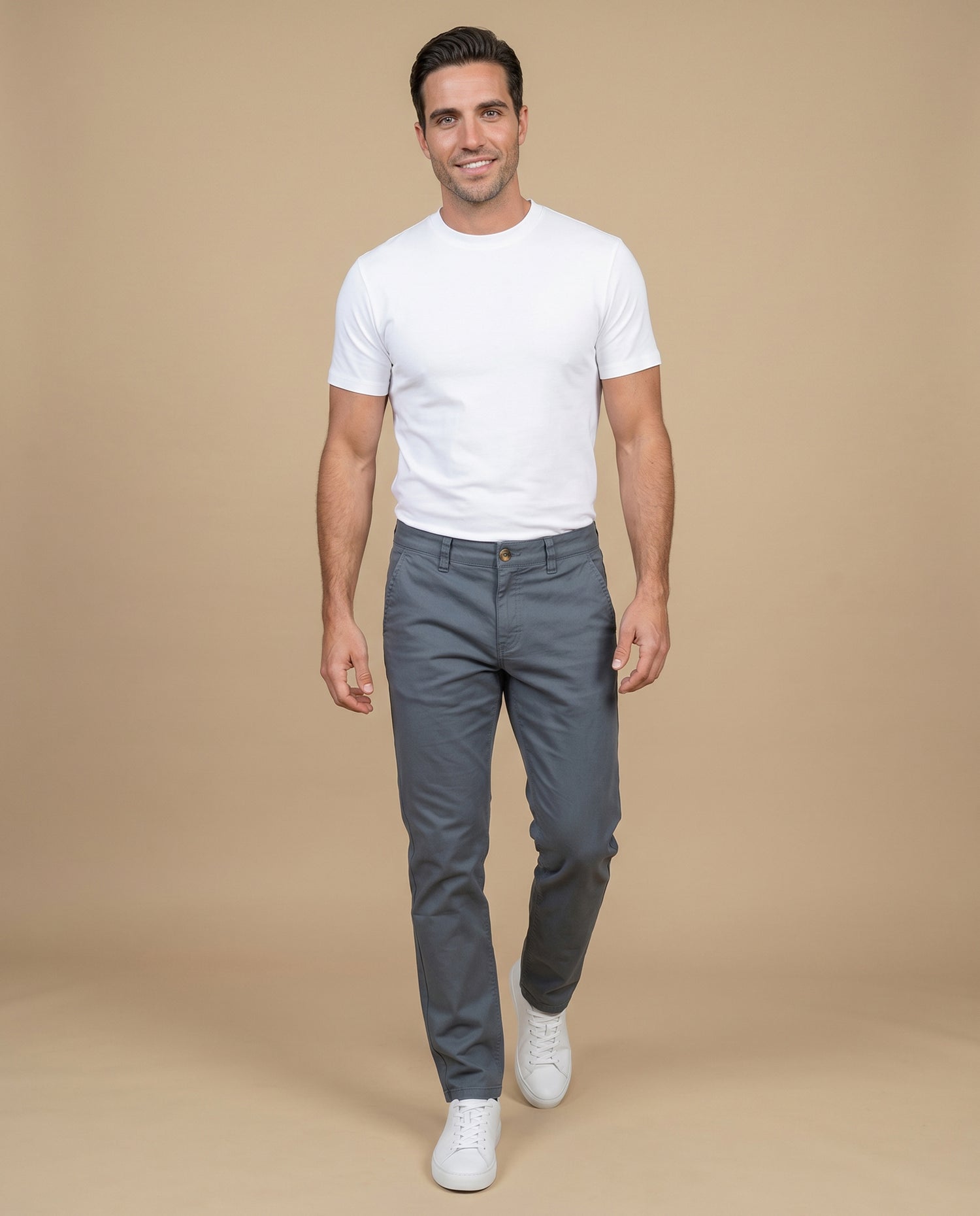Pantalón slim algodón stretch - Gris