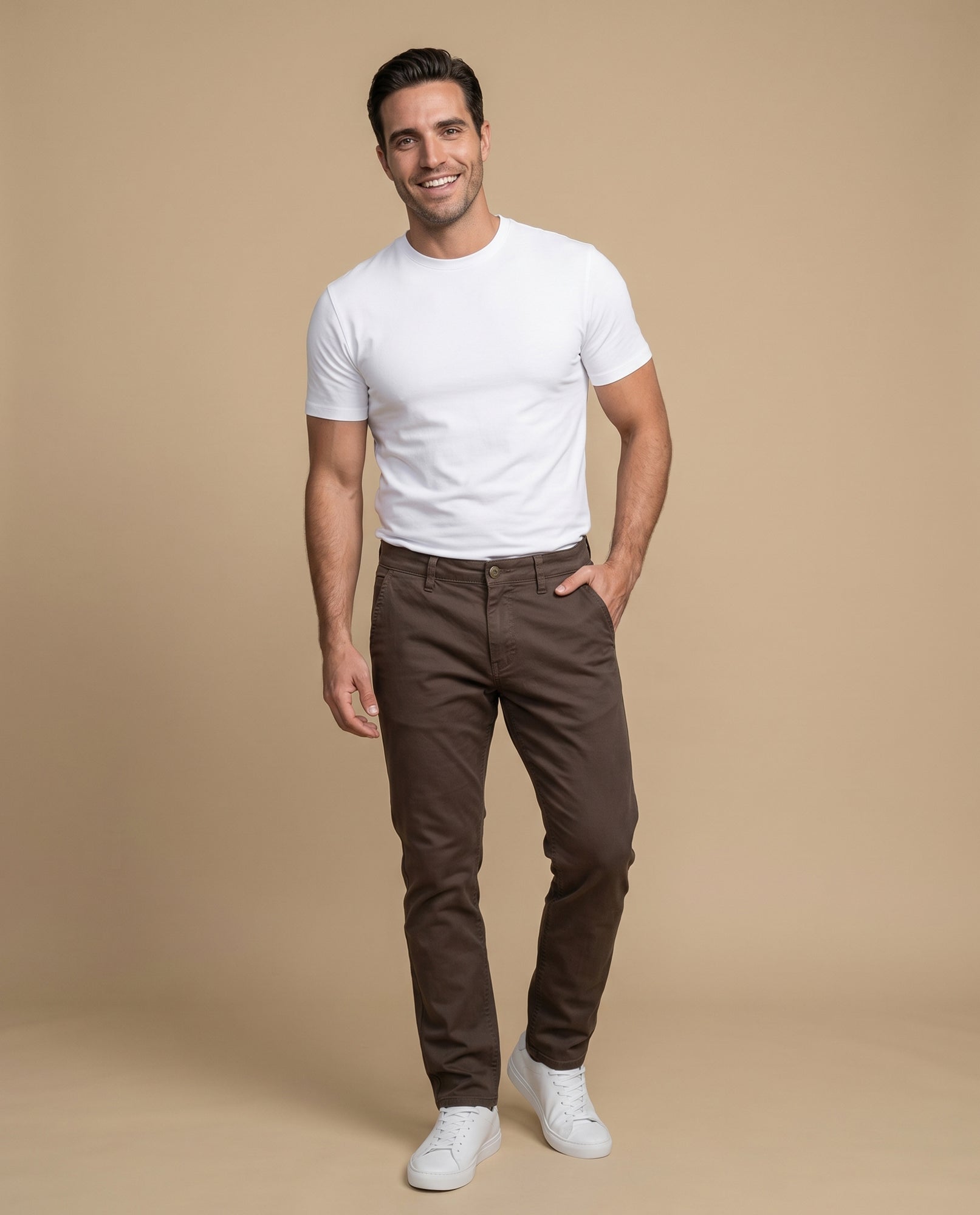 Pantalón Slim Algodón Hombre - Café 34_335E305_CAF161334_0