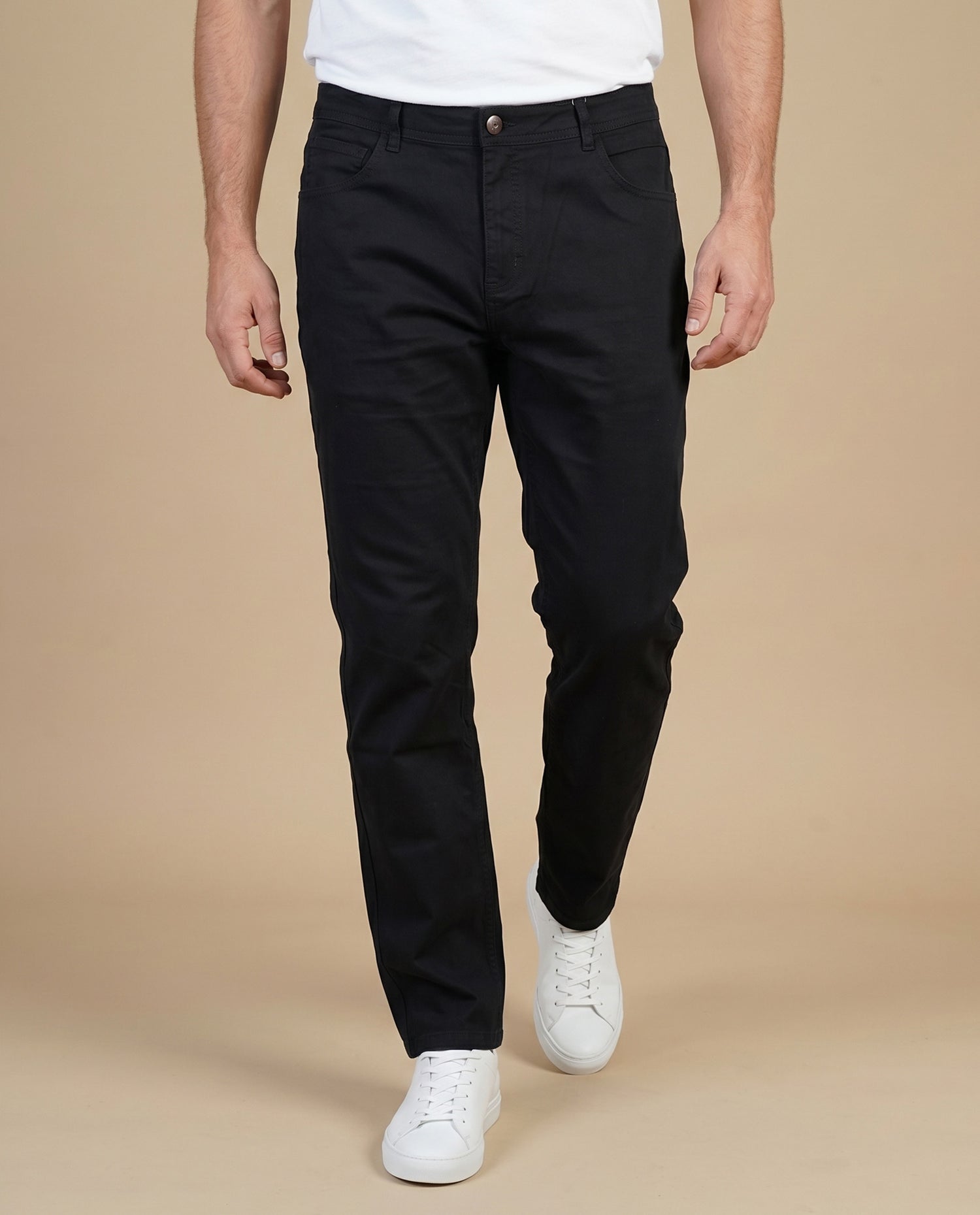 Pantalón slim algodón elastano - Negro