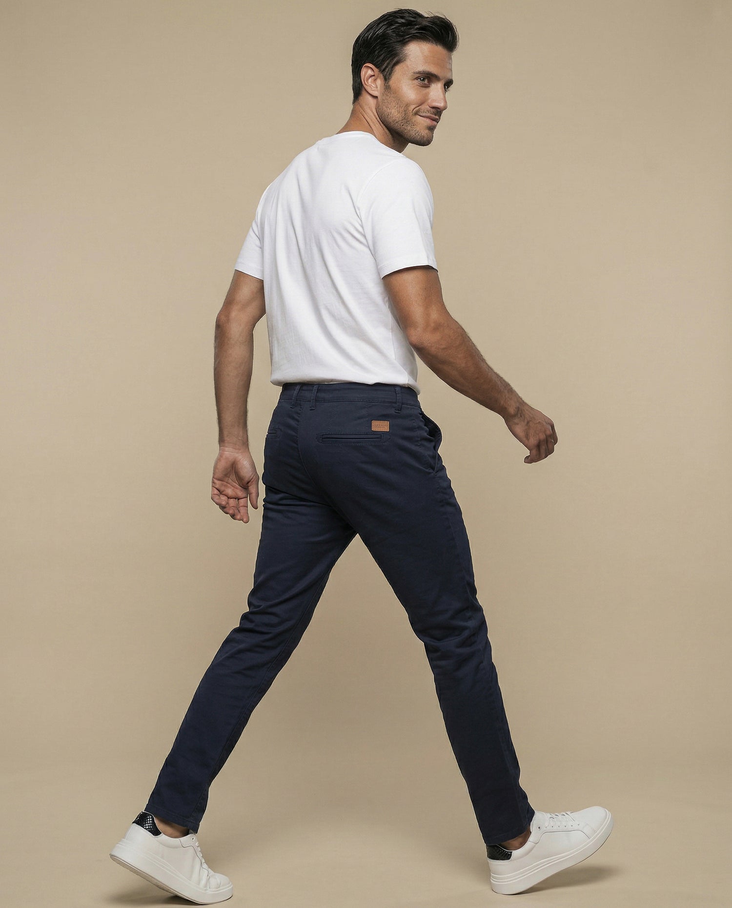 Pantalón chino corte recto tiro medio - Azul