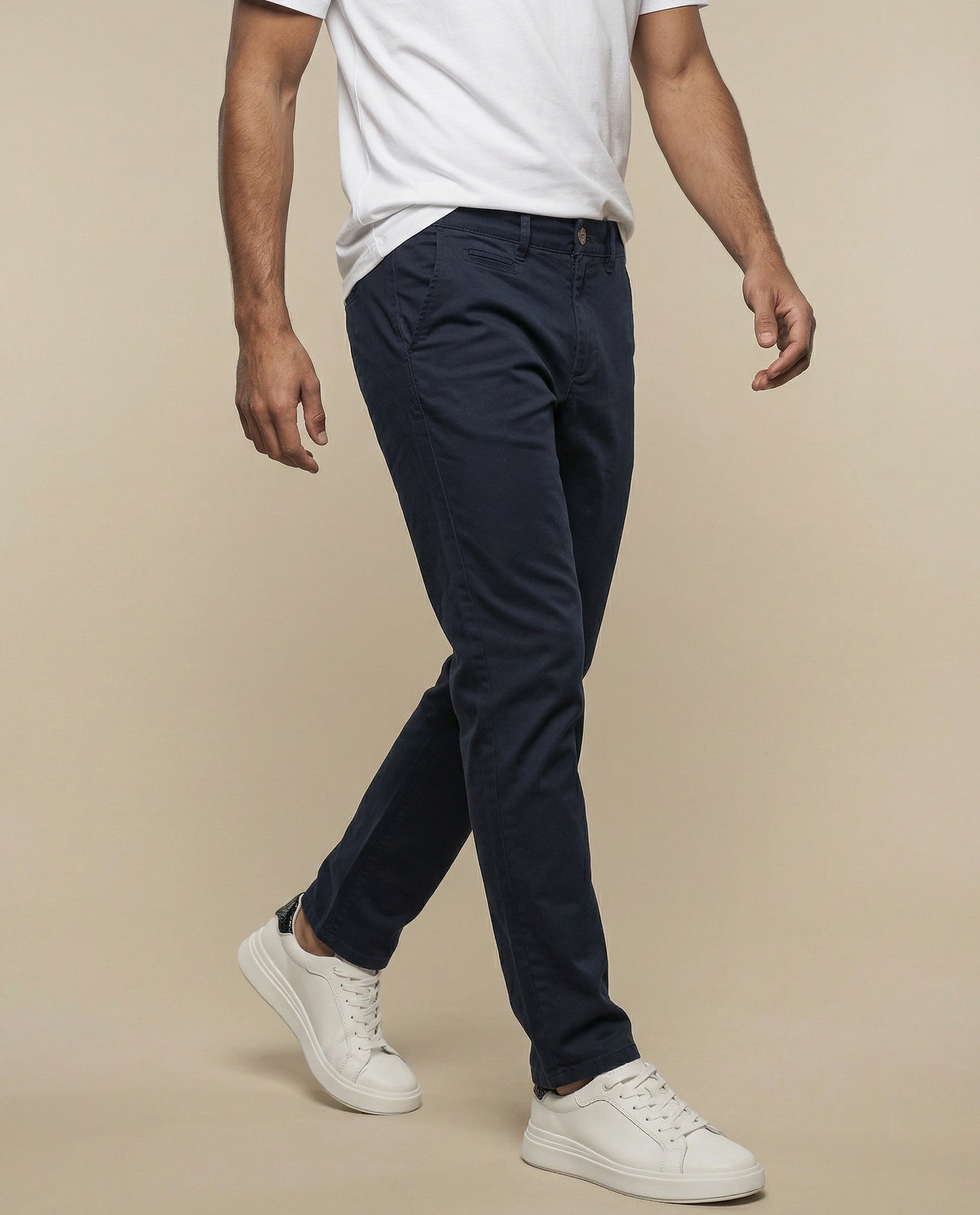 Pantalón chino corte recto tiro medio - Azul