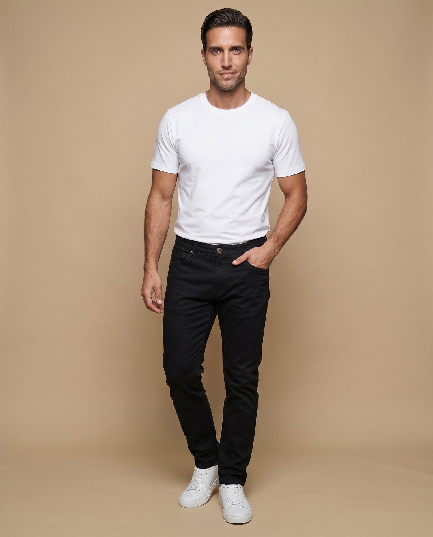 Pantalón algodón elastano - Negro