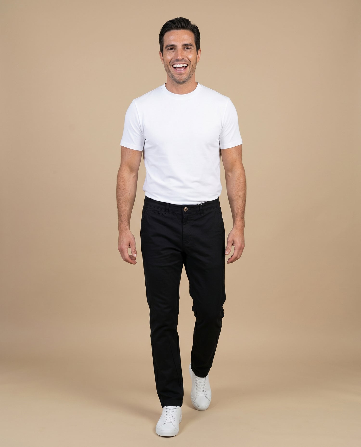 Pantalón corte slim sólido - Negro