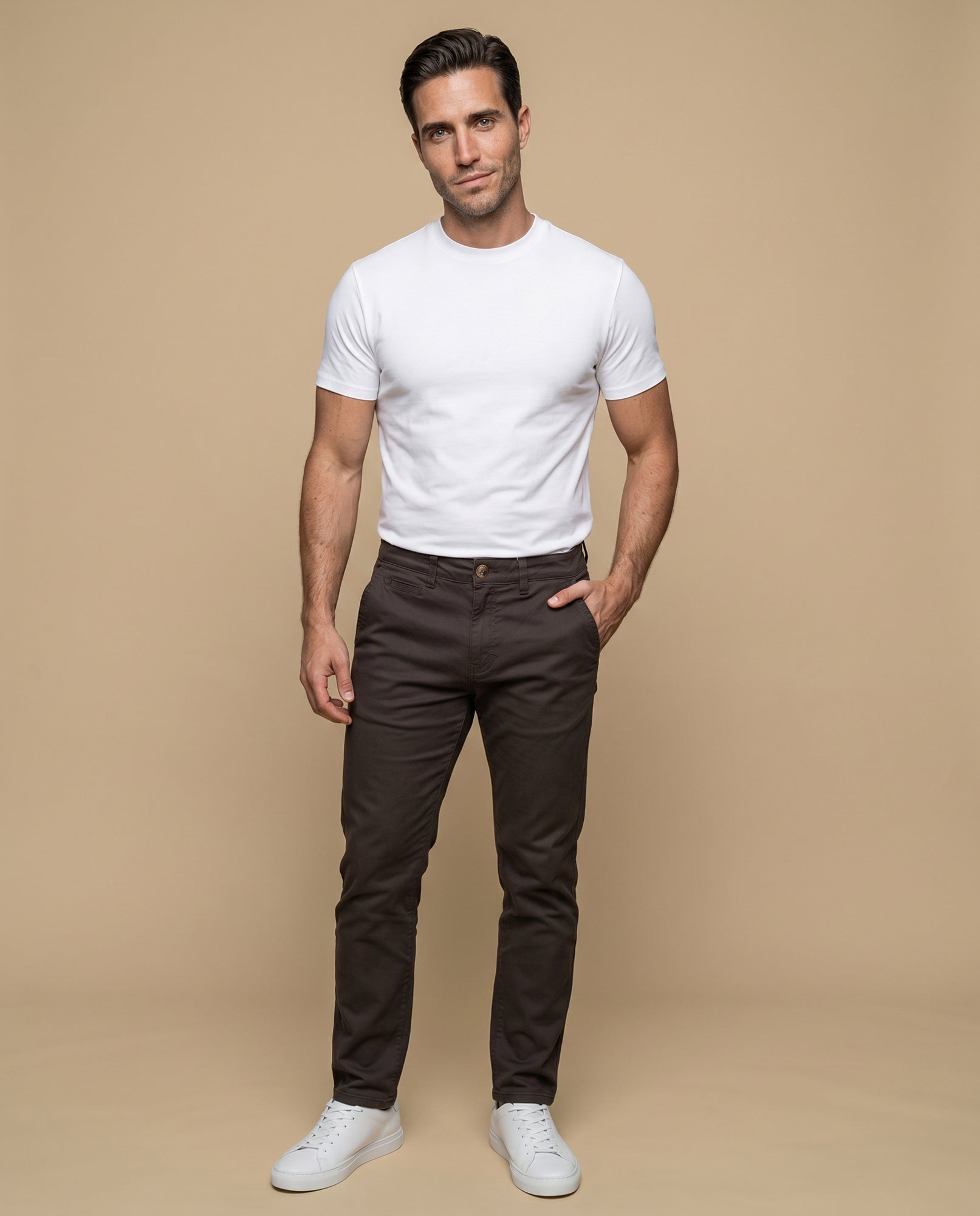Pantalón slim fit recto hombre - Cafe 34_335G300_CAF161211_0