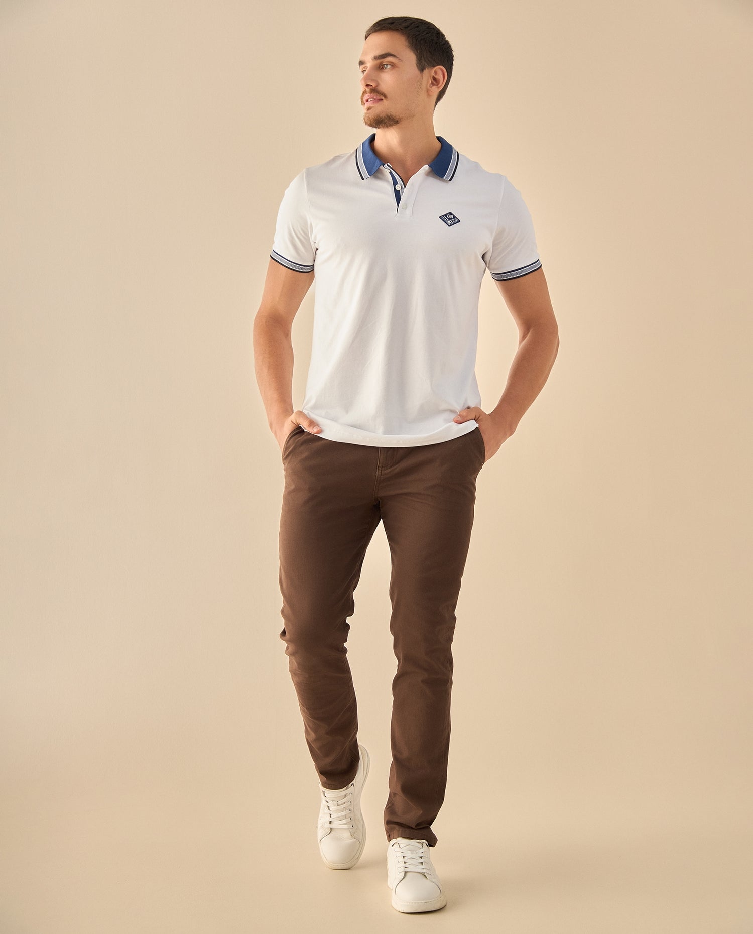 Pantalón con Cintura Elástica Interna - Cafe