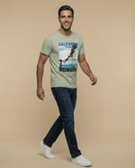 Camiseta estampada con gráfico de palmeras - Verde