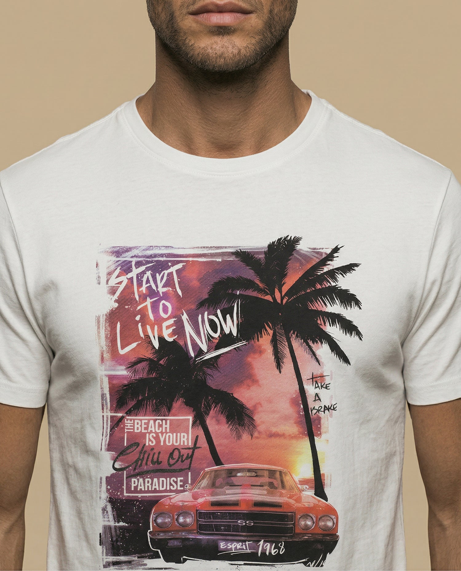 Camiseta básica manga corta fit regular - Crudo
