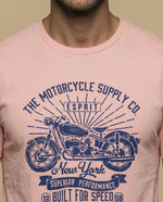 Camiseta estampada con motocicleta - Rosa