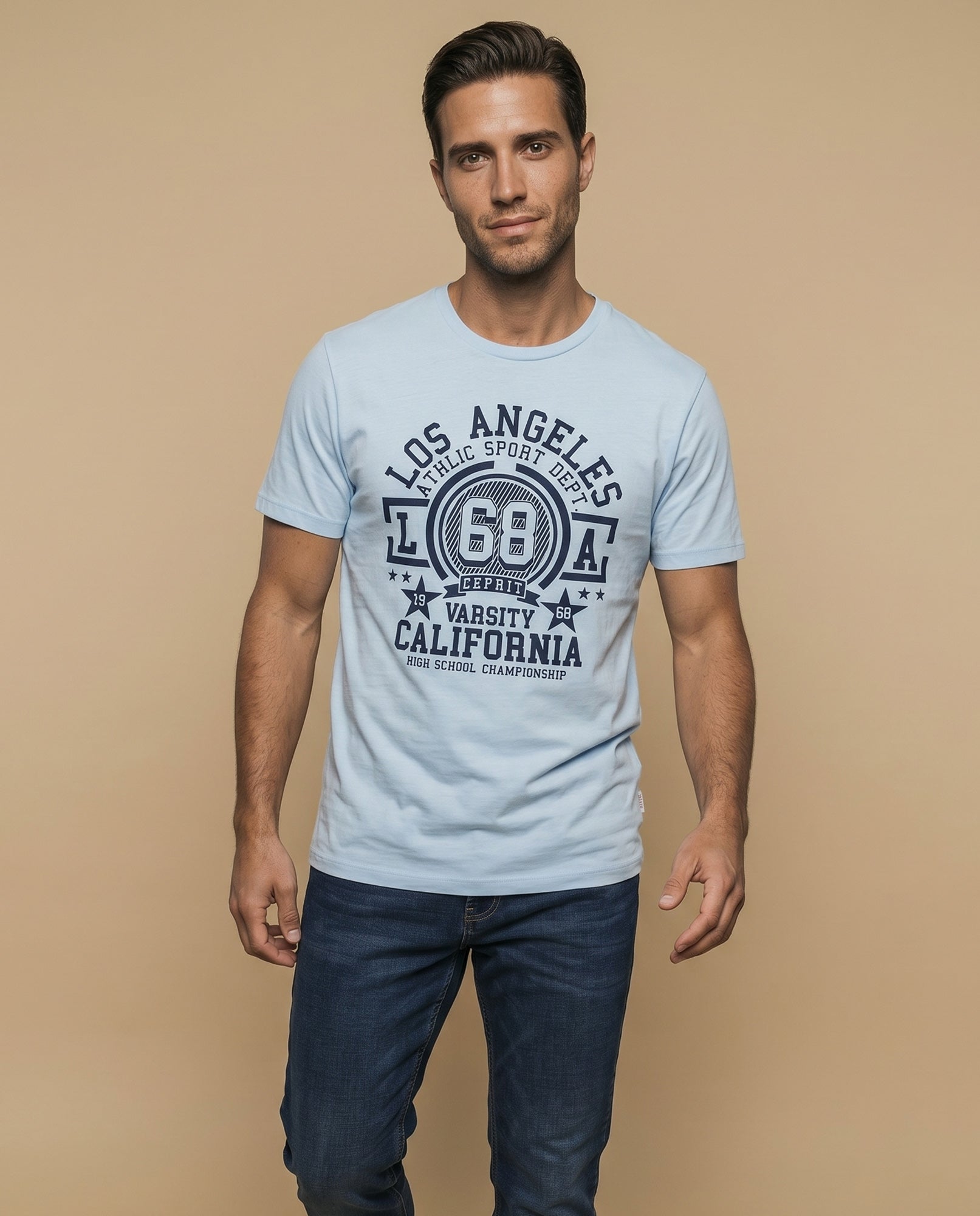 Camiseta básica de manga corta para mujer - Azul 34_345E302_AZU124604_0