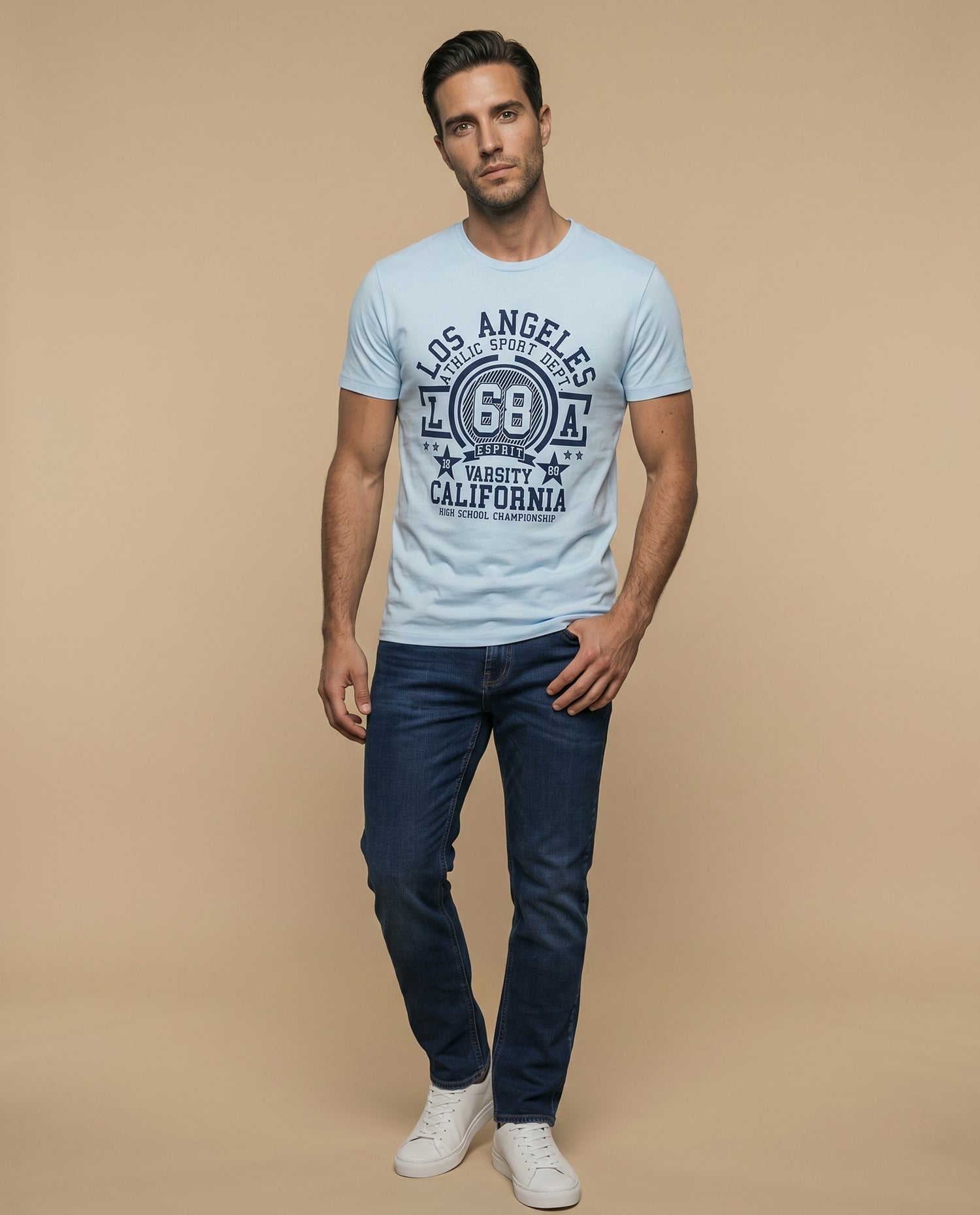 Camiseta básica de manga corta para mujer - Azul