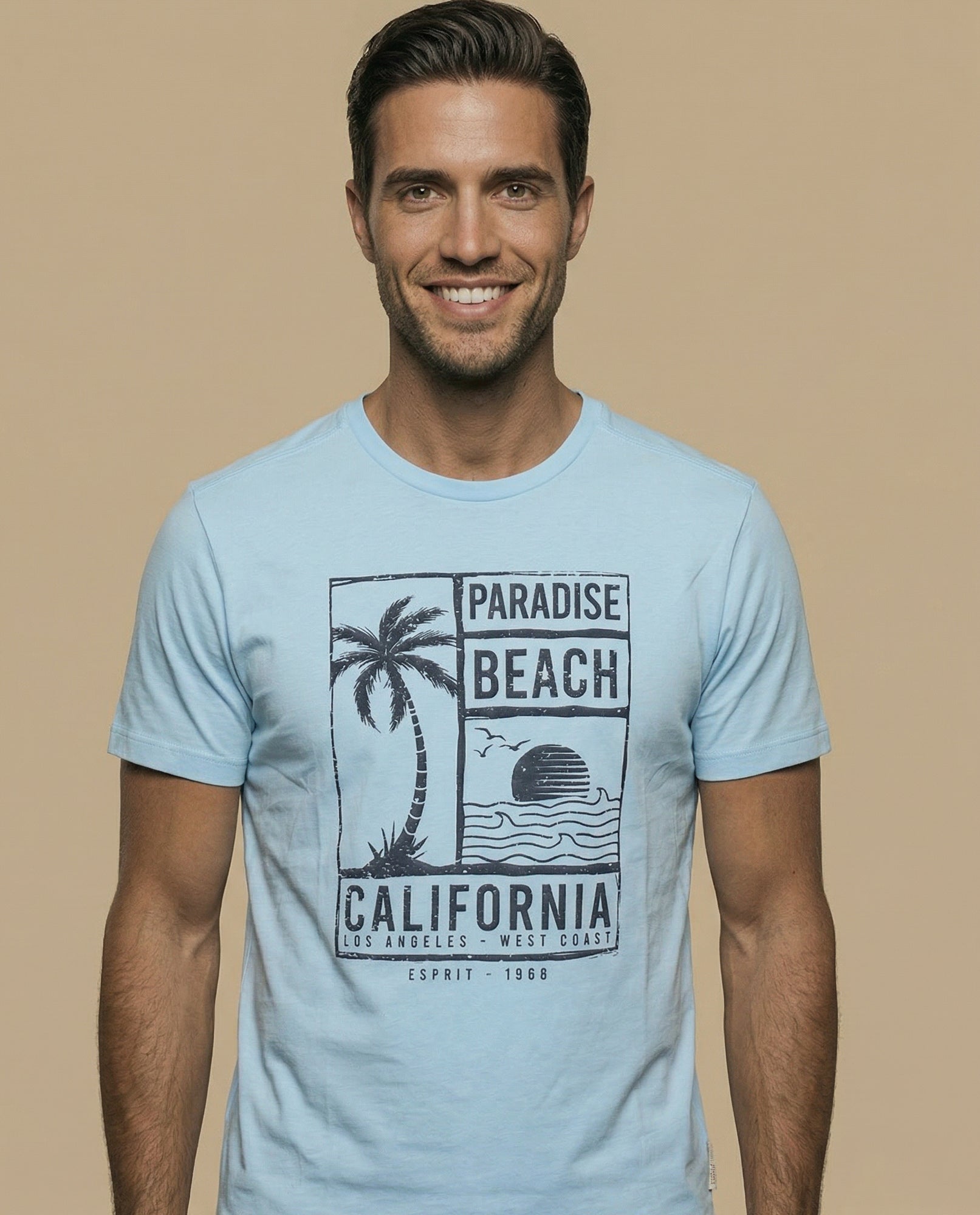 Camiseta estampada manga corta cuello redondo - Azul 34_345E303_AZU124604_0