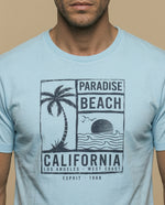 Camiseta estampada manga corta cuello redondo - Azul