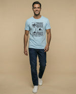 Camiseta estampada manga corta cuello redondo - Azul