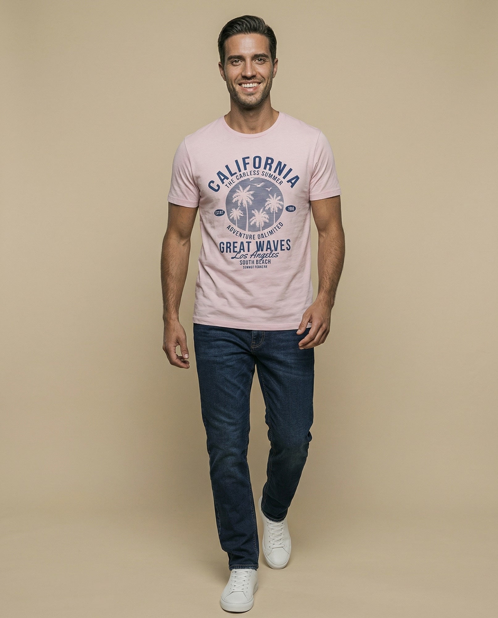 Camiseta con estampado gráfico cuello redondo - Rosa 34_345E315_ROS152210_5