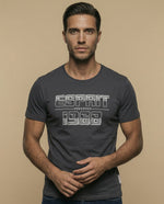 Camiseta con estampado gráfico en pecho - Gris
