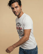 Camiseta manga corta con estampado racing Iron Wheels - Blanco