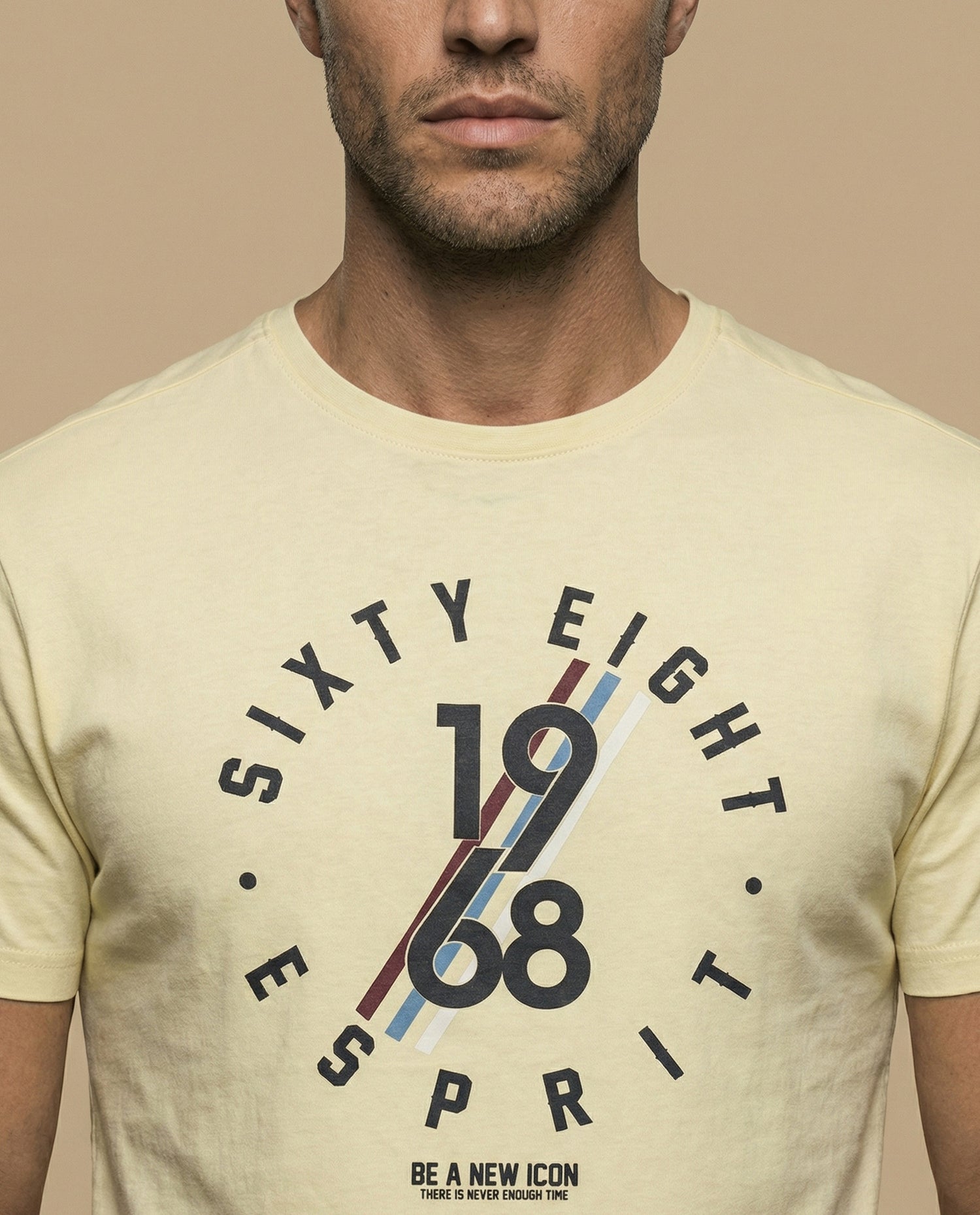 Camiseta manga corta con estampado gráfico circular para hombre - Amarillo