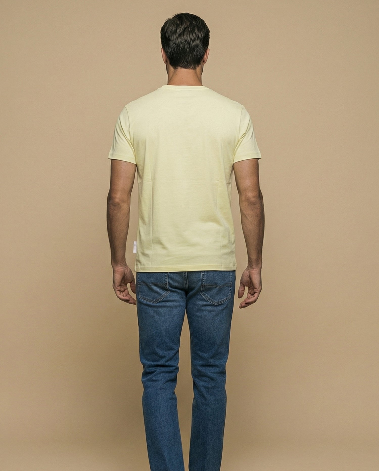 Camiseta manga corta con estampado gráfico circular para hombre - Amarillo