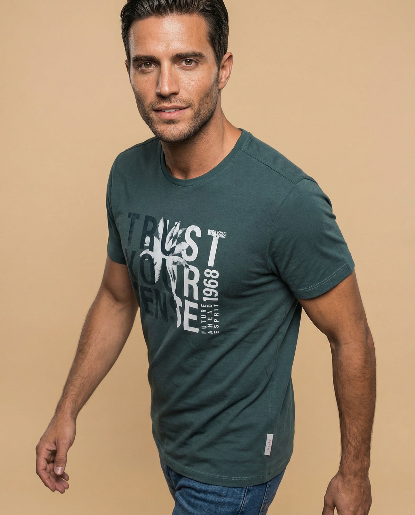 Camiseta manga corta con estampado gráfico para mujer - Verde 34_345F303_VER136106_6