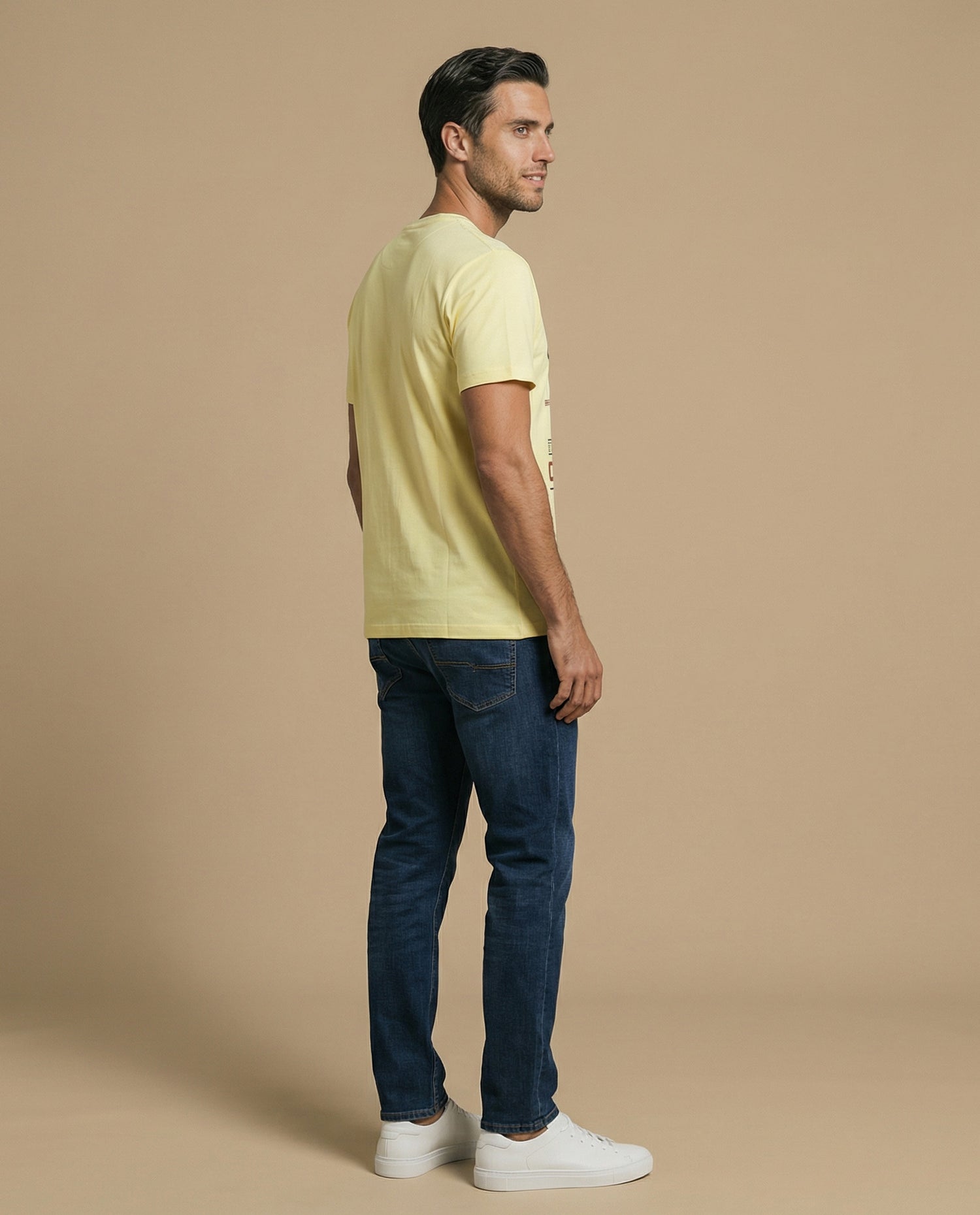 Camiseta manga corta con estampado náutico para hombre - Amarillo