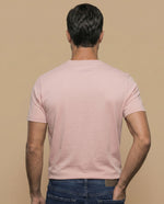 Camiseta básica manga corta con cuello redondo para hombre - Rosa