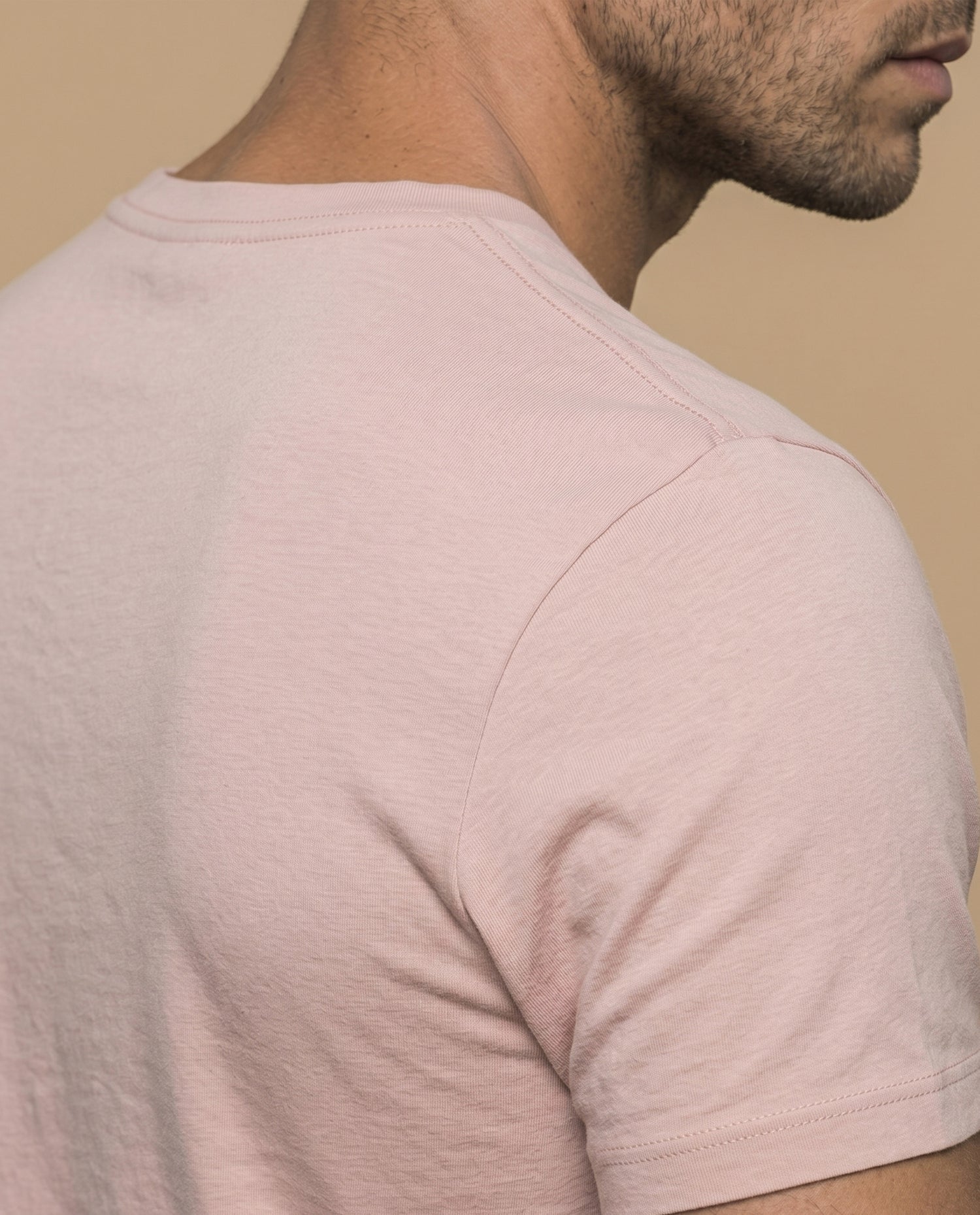 Camiseta básica manga corta con cuello redondo para hombre - Rosa
