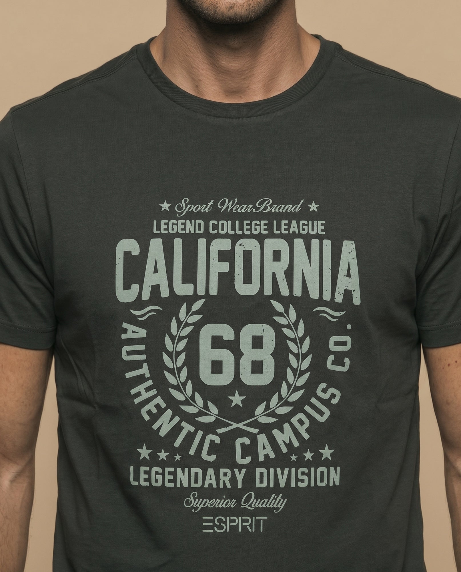 Camiseta manga corta con estampado universitario para hombre - Verde 34_345F310_VER190622_3