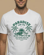 Camiseta manga corta con estampado tropical para hombre - Blanco