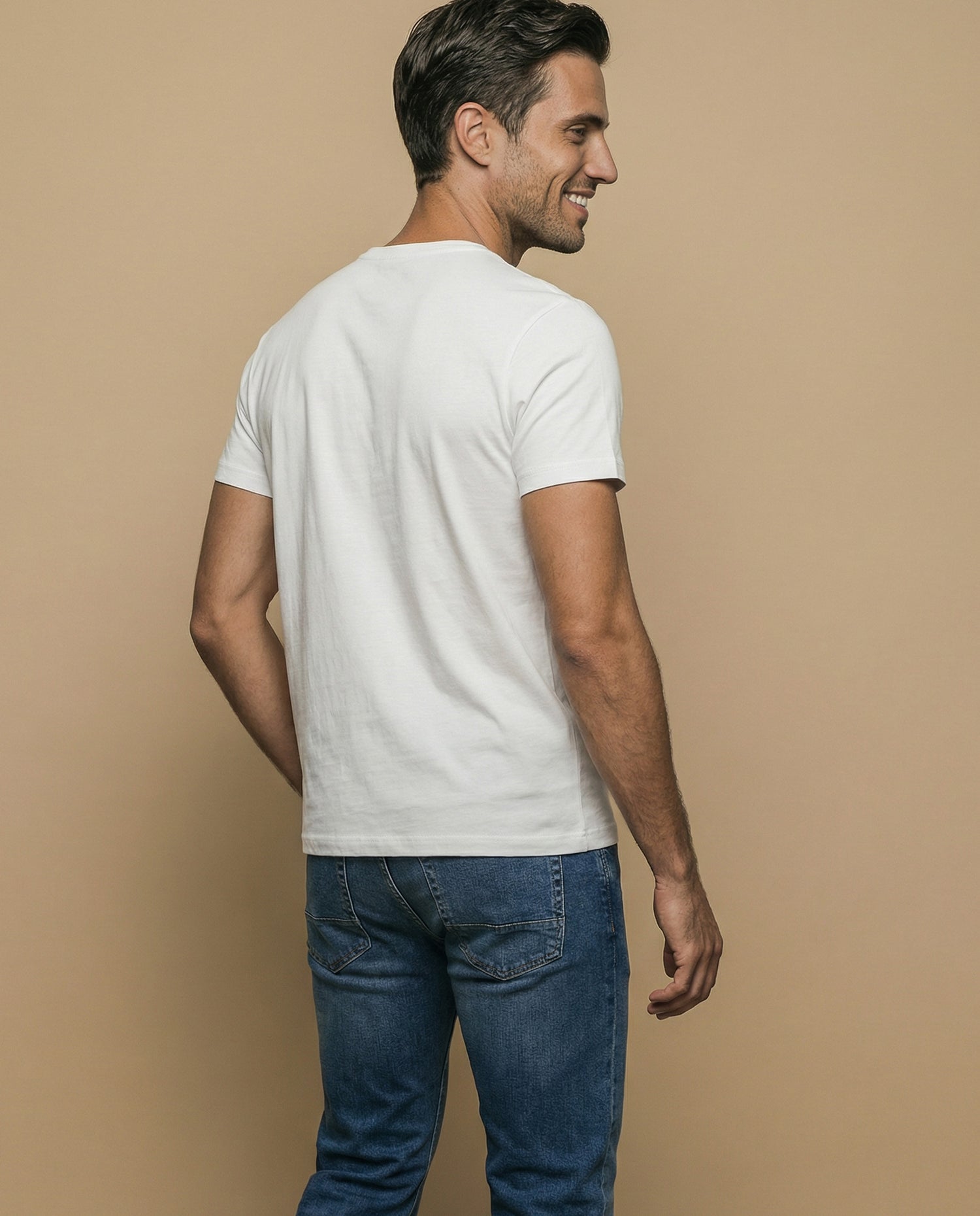 Camiseta manga corta con estampado tropical para hombre - Blanco