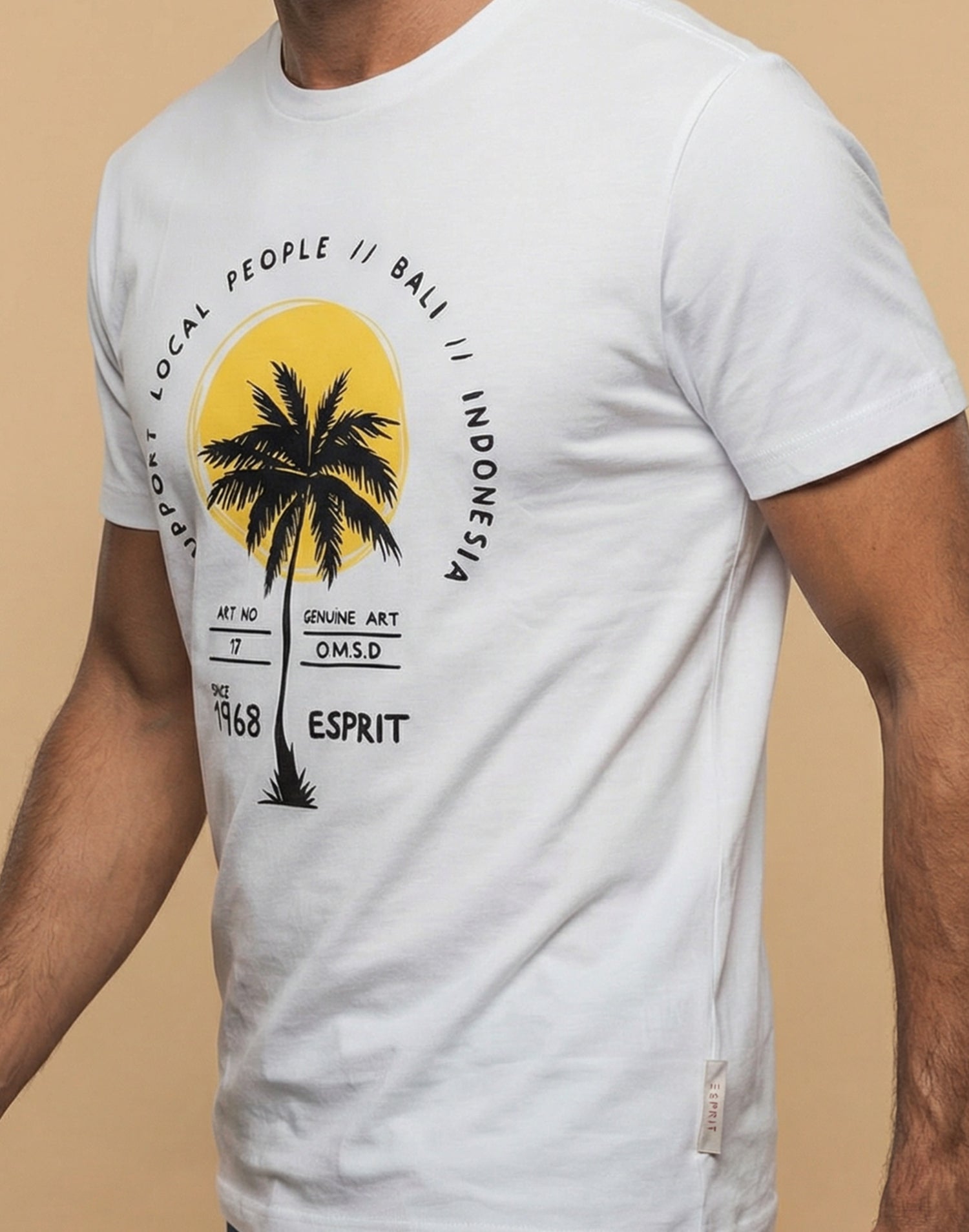 Camiseta manga corta con estampado tropical - Crudo