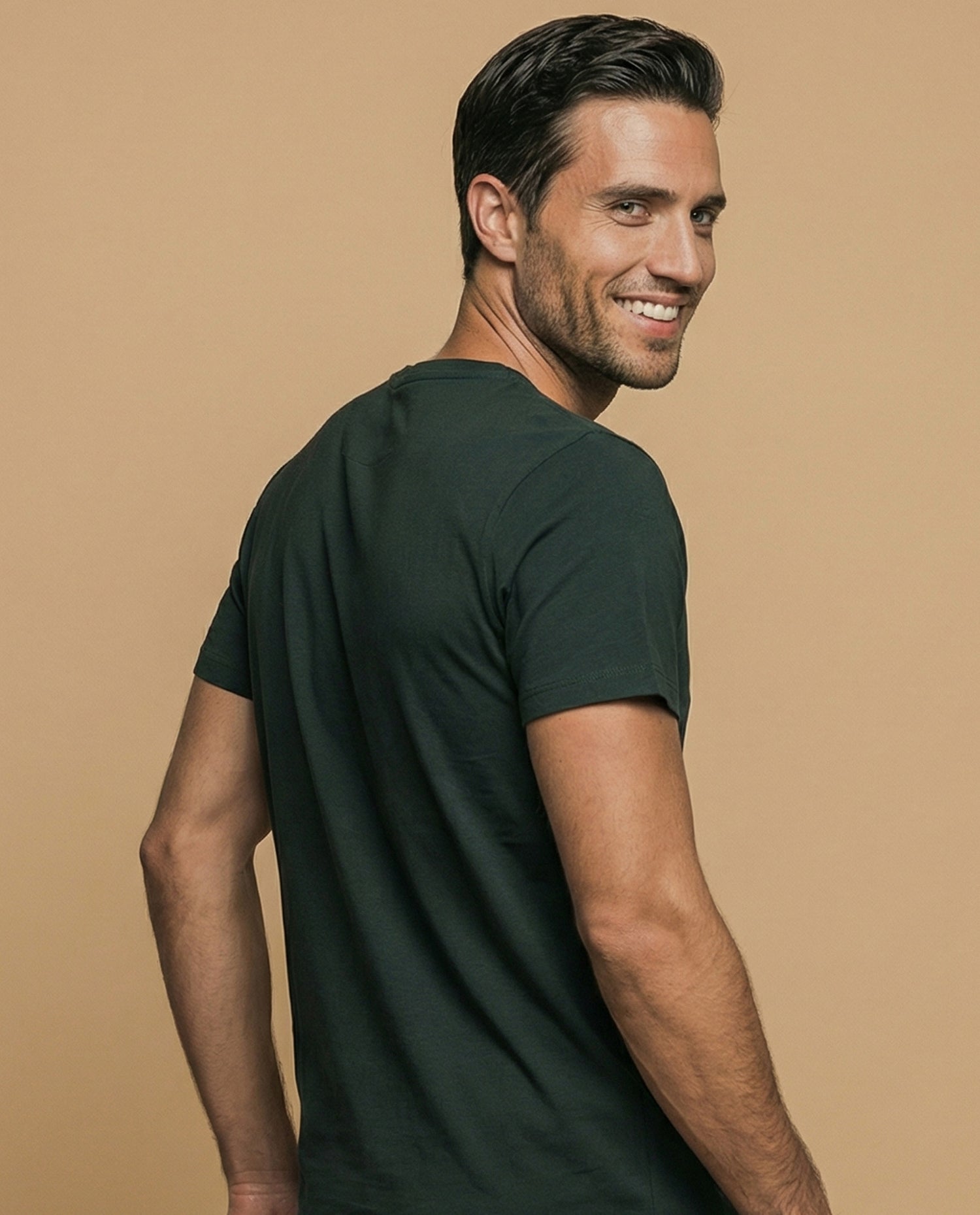 Camiseta manga corta con estampado de aventura para hombre - Verde