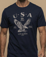 Camiseta manga corta con estampado gráfico americano - Azul