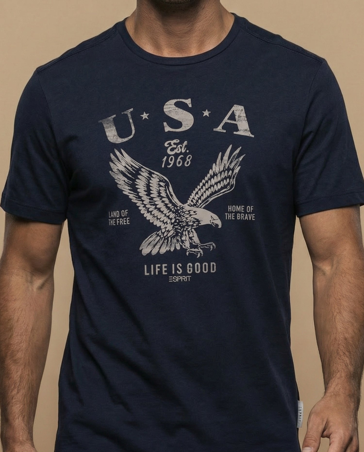 Camiseta manga corta con estampado gráfico americano - Azul