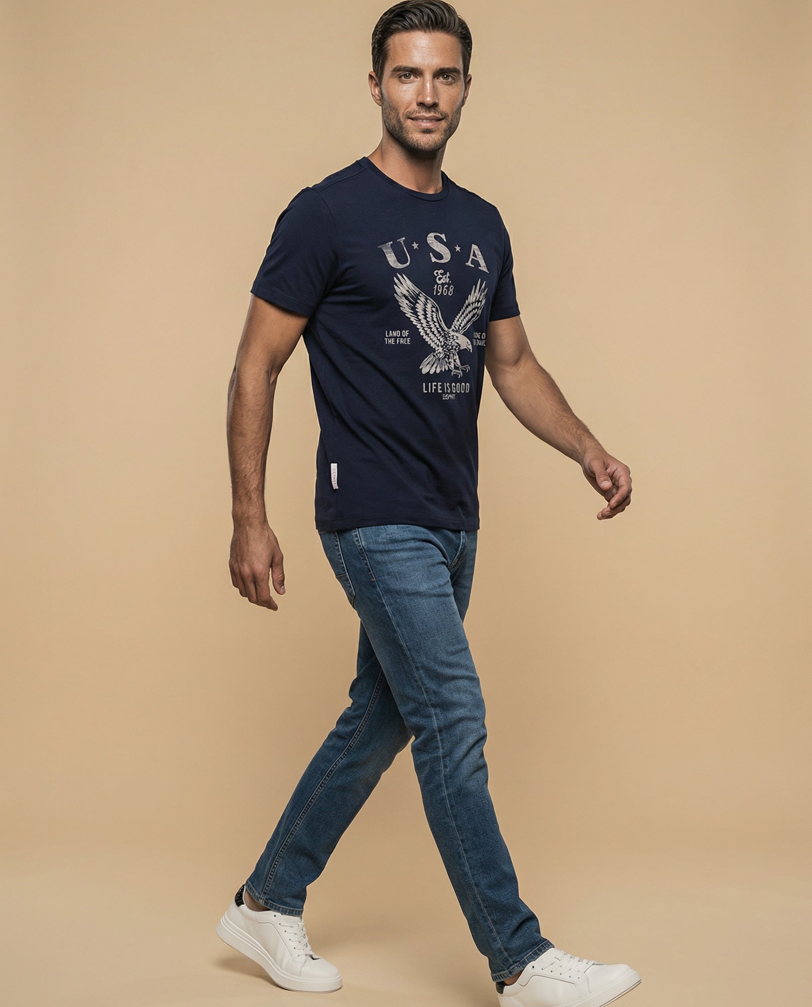 Camiseta manga corta con estampado gráfico americano - Azul 34_345F315_AZU194526_5